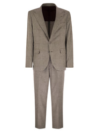 Brunello Cucinelli Men Prince Of Wales Flannel Suit In Silk, Wool And Cashmere