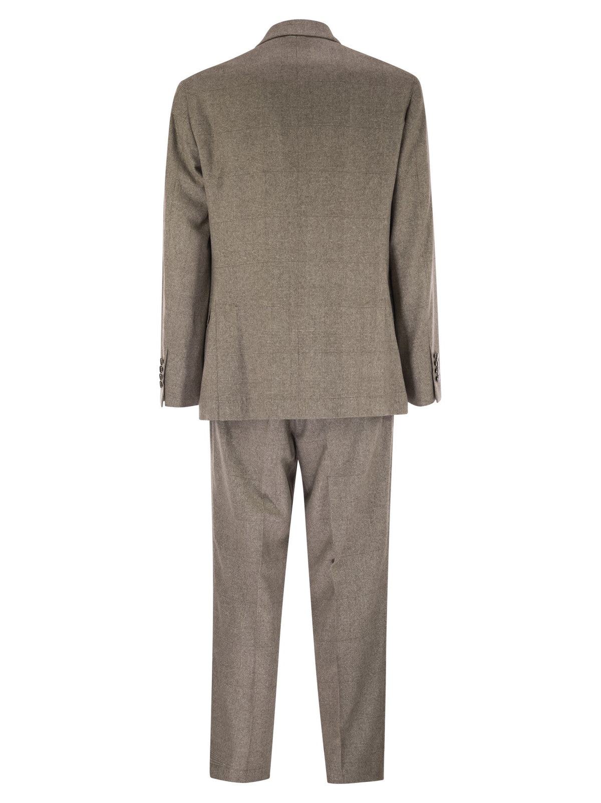Brunello Cucinelli Men Prince Of Wales Flannel Suit In Silk, Wool And Cashmere
