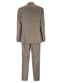 Brunello Cucinelli Men Prince Of Wales Flannel Suit In Silk, Wool And Cashmere