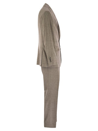 Brunello Cucinelli Men Prince Of Wales Flannel Suit In Silk, Wool And Cashmere