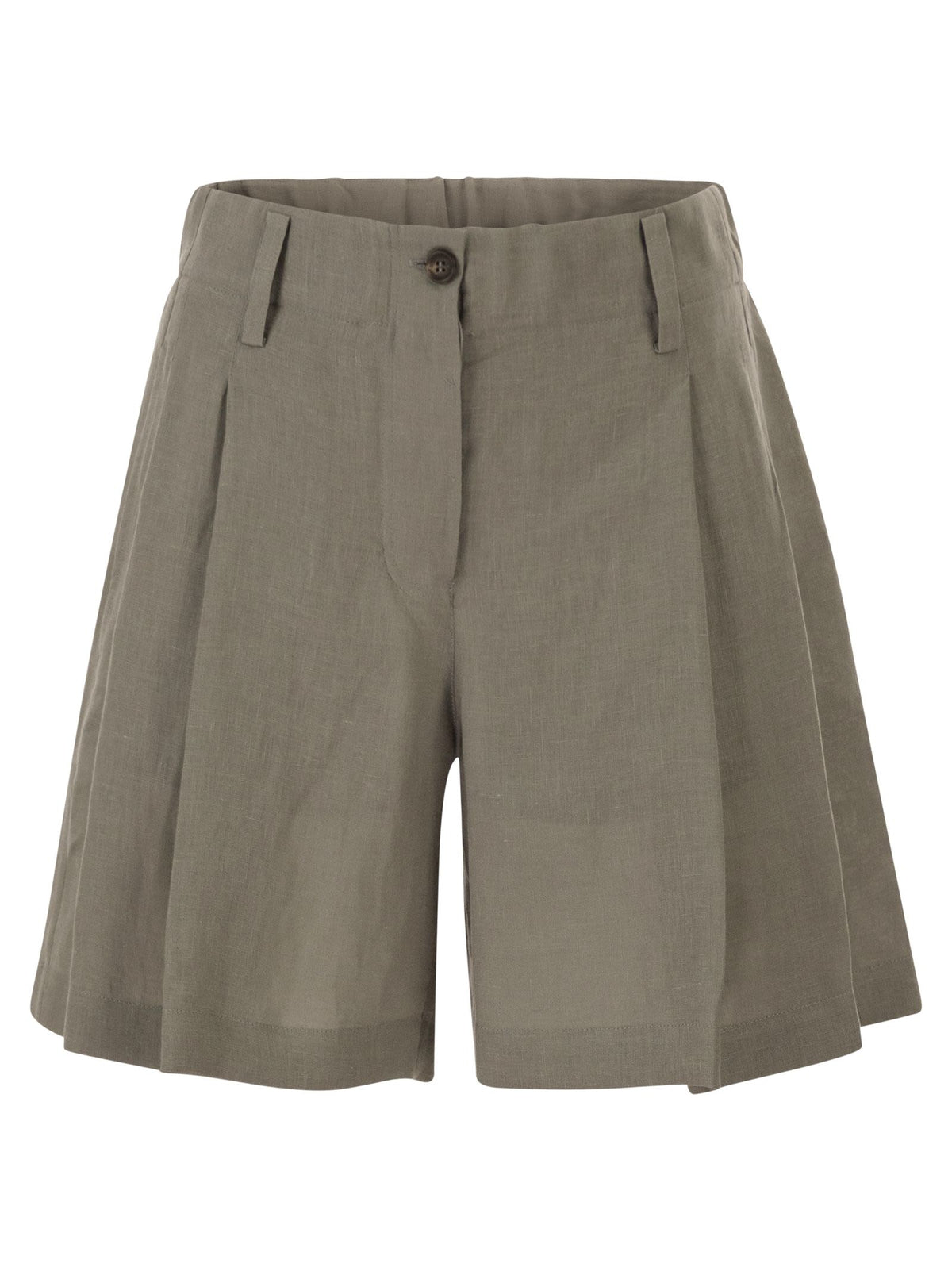 Brunello Cucinelli Women Tailored Linen Bermuda Shorts With Double Pleats