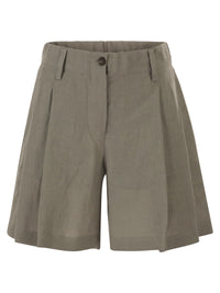 Brunello Cucinelli Women Tailored Linen Bermuda Shorts With Double Pleats