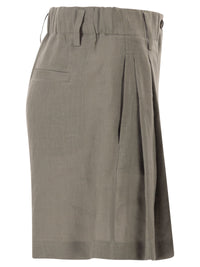 Brunello Cucinelli Women Tailored Linen Bermuda Shorts With Double Pleats