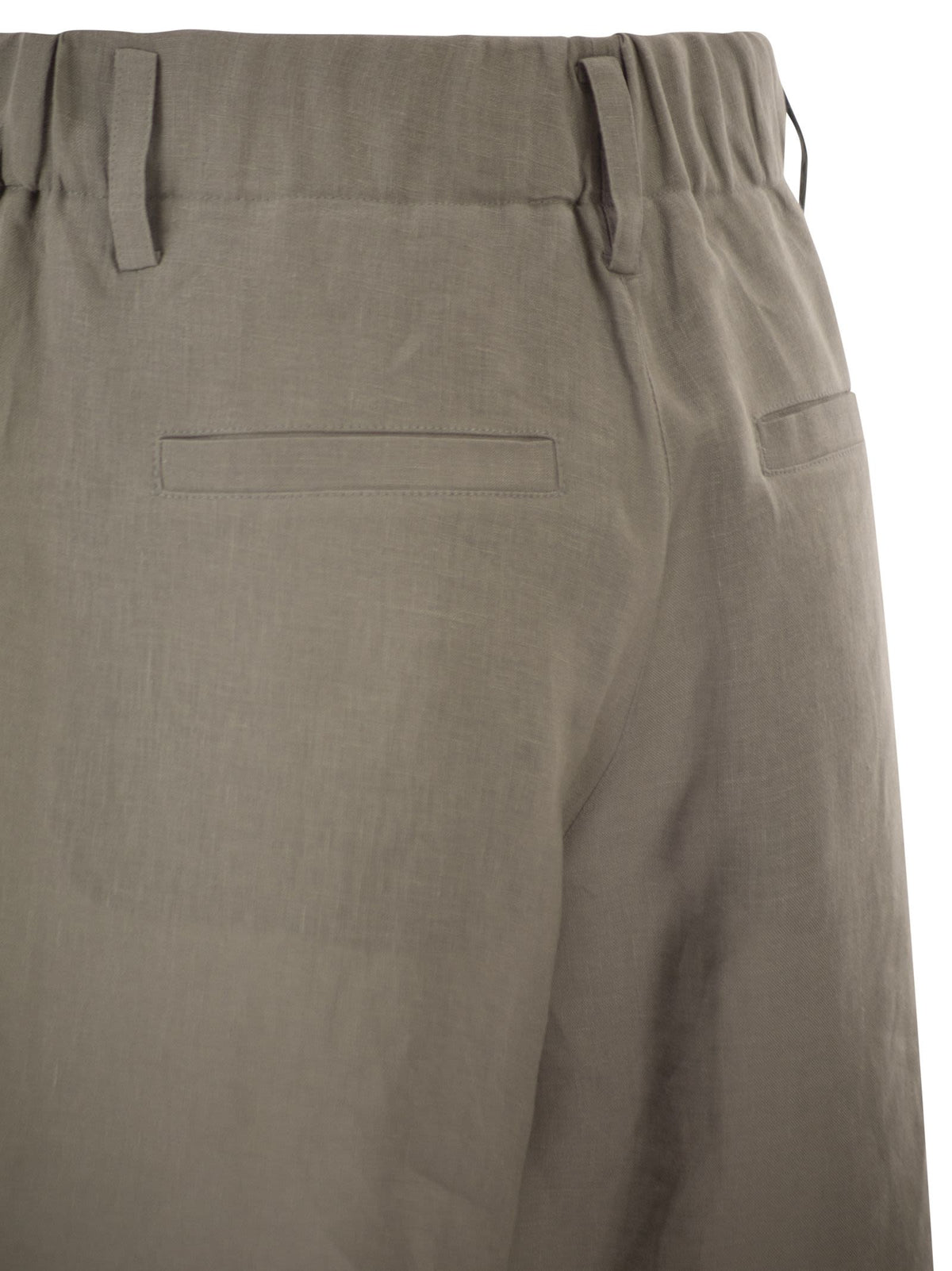 Brunello Cucinelli Women Tailored Linen Bermuda Shorts With Double Pleats