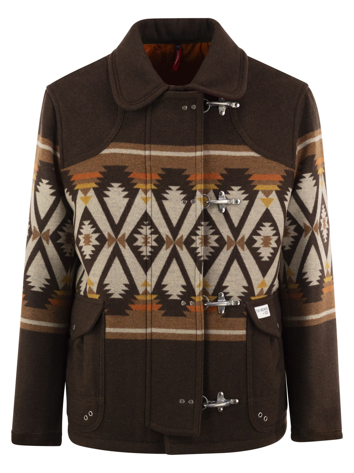 Fay Men Fay Archive Wool-Blend Jacket With Geometric Pattern