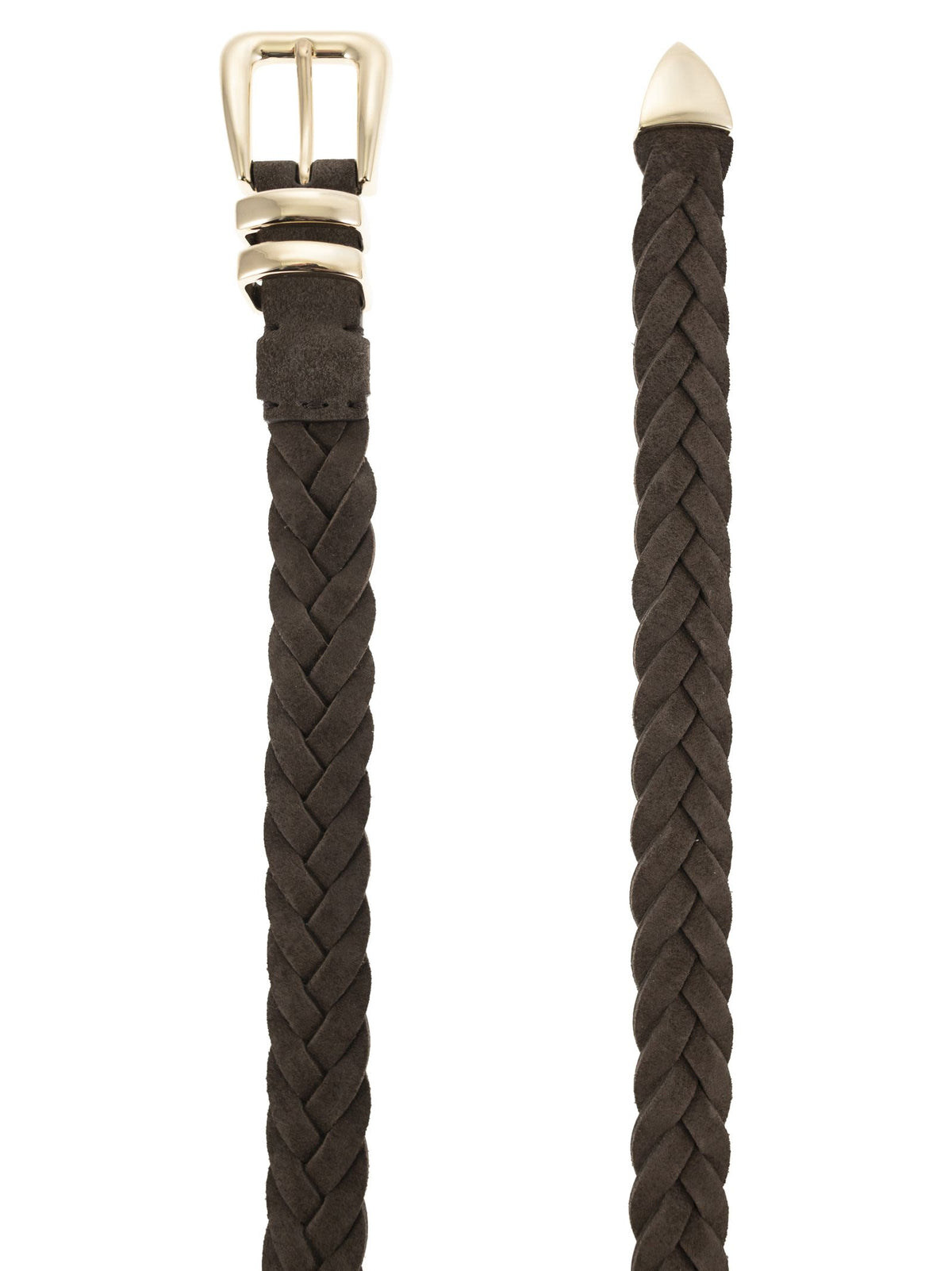Brunello Cucinelli Men Reversed Calfskin Belt With Braided Tip