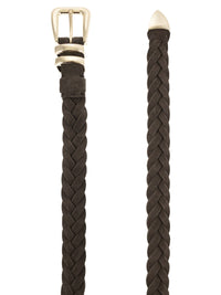 Brunello Cucinelli Men Reversed Calfskin Belt With Braided Tip