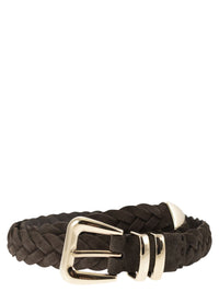 Brunello Cucinelli Men Reversed Calfskin Belt With Braided Tip