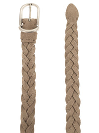 Brunello Cucinelli Men Woven Suede Belt With Rounded Buckle And Metal Loop
