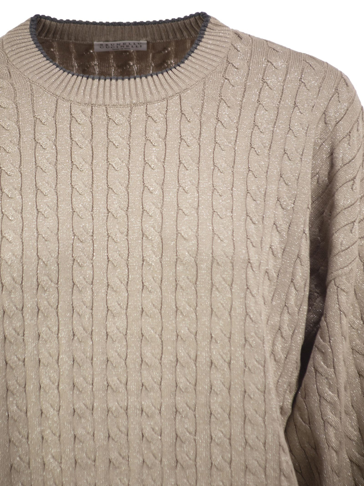 Brunello Cucinelli Women Cable-Knit Crew Neck Jumper With Shimmering Yarn