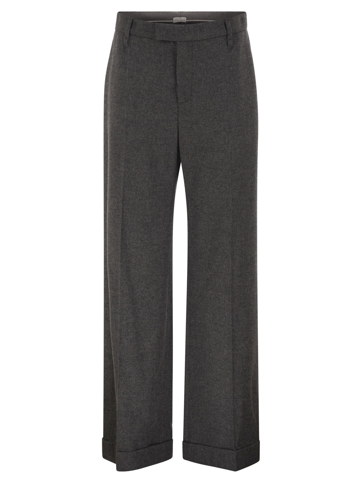 Brunello Cucinelli Women Virgin Wool And Cashmere Tailored Trousers With Turn-Up Hem