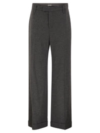 Brunello Cucinelli Women Virgin Wool And Cashmere Tailored Trousers With Turn-Up Hem