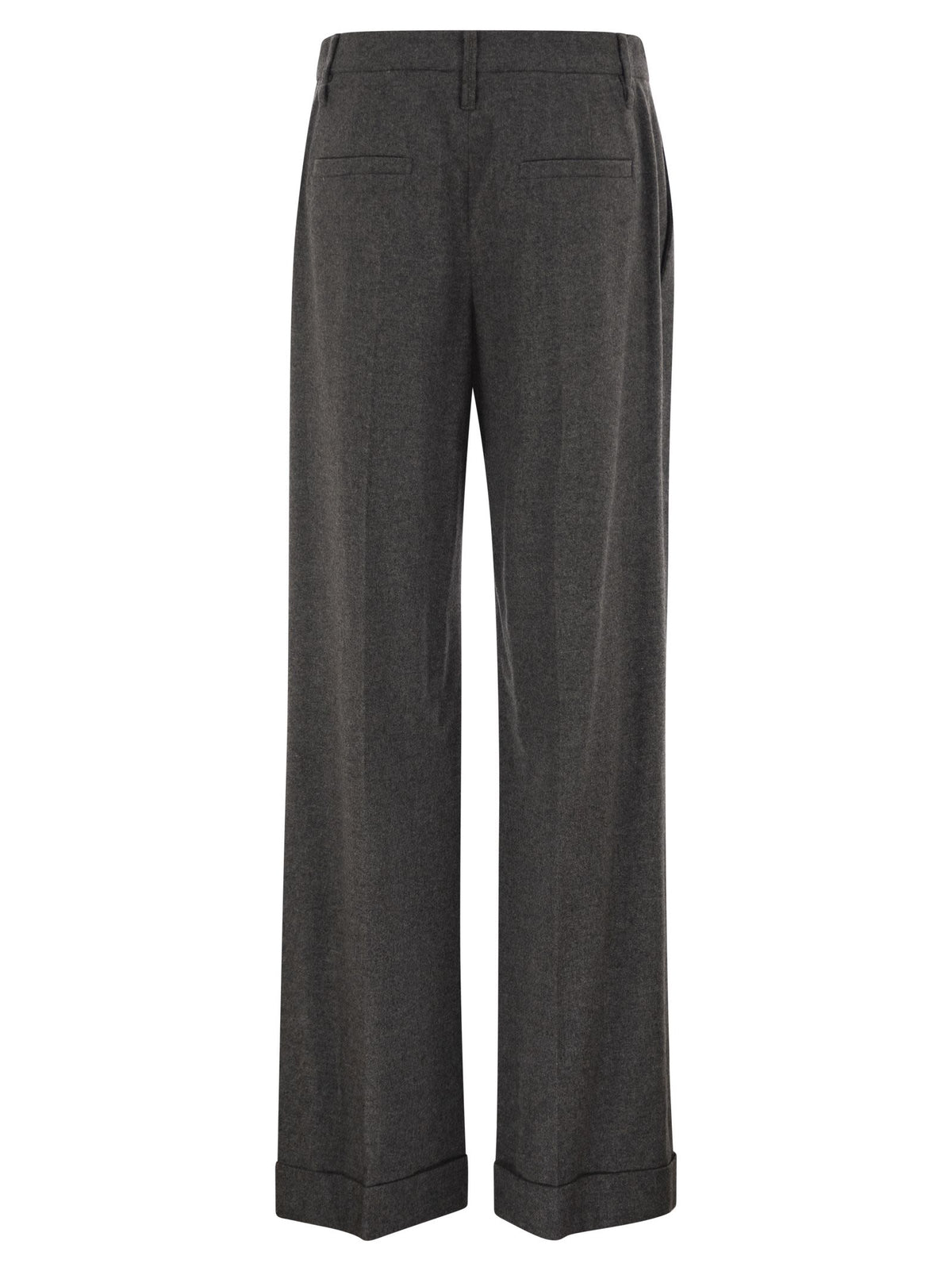 Brunello Cucinelli Women Virgin Wool And Cashmere Tailored Trousers With Turn-Up Hem
