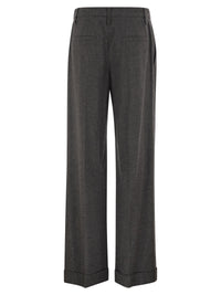 Brunello Cucinelli Women Virgin Wool And Cashmere Tailored Trousers With Turn-Up Hem