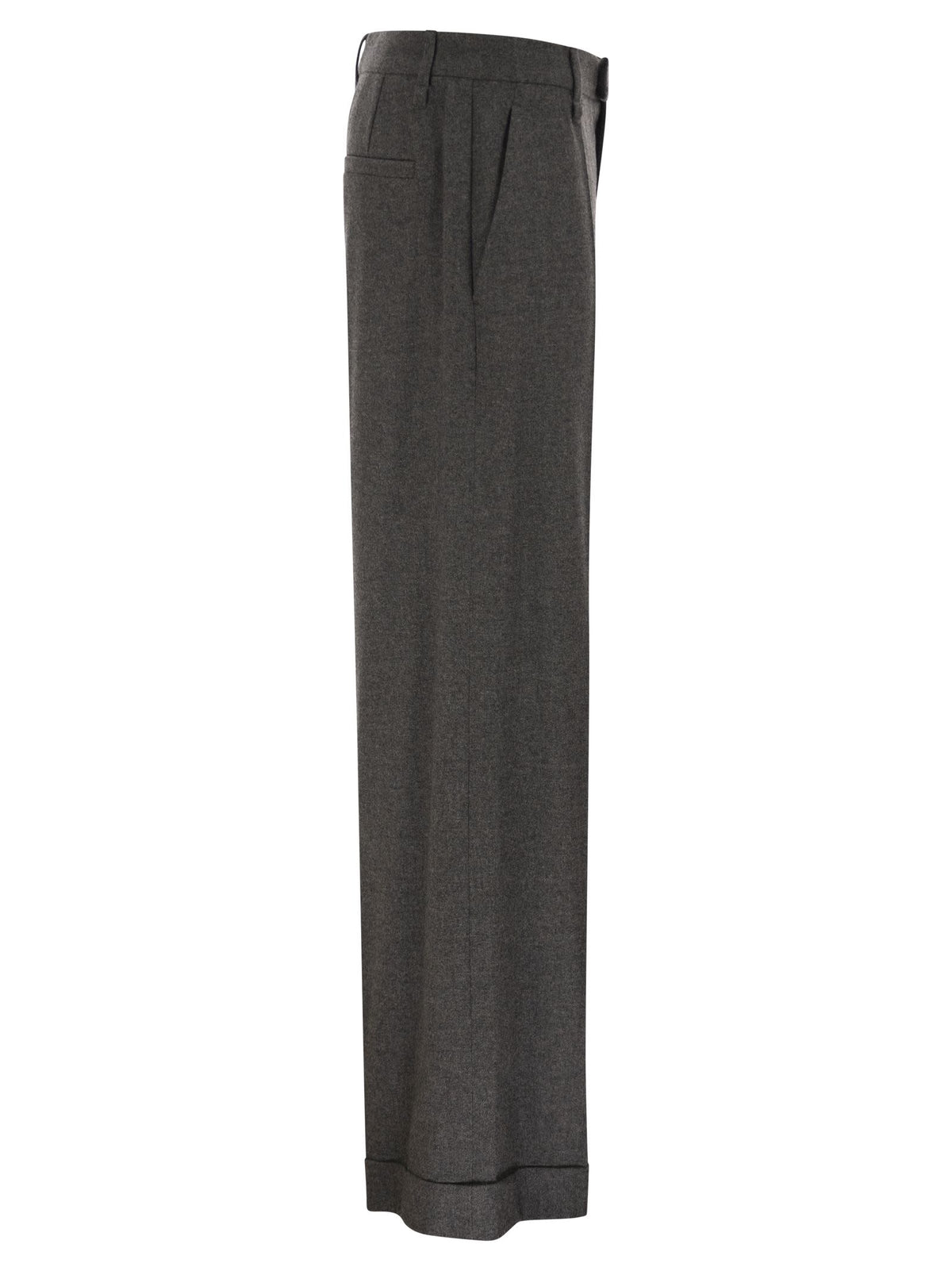 Brunello Cucinelli Women Virgin Wool And Cashmere Tailored Trousers With Turn-Up Hem