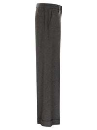 Brunello Cucinelli Women Virgin Wool And Cashmere Tailored Trousers With Turn-Up Hem