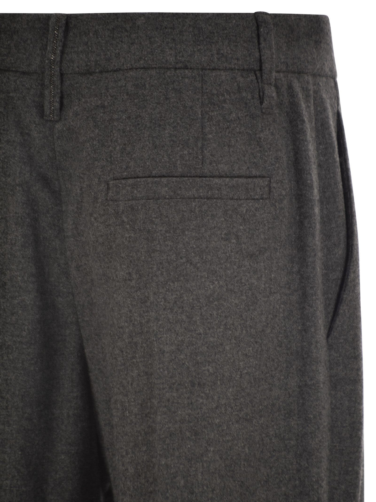 Brunello Cucinelli Women Virgin Wool And Cashmere Tailored Trousers With Turn-Up Hem