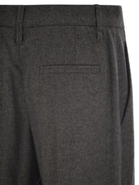 Brunello Cucinelli Women Virgin Wool And Cashmere Tailored Trousers With Turn-Up Hem