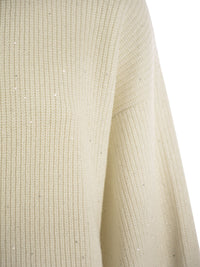 BRUNELLO CUCINELLI Brunello Cucinelli Women Wool And Cashmere Rib Sweater With Sequins