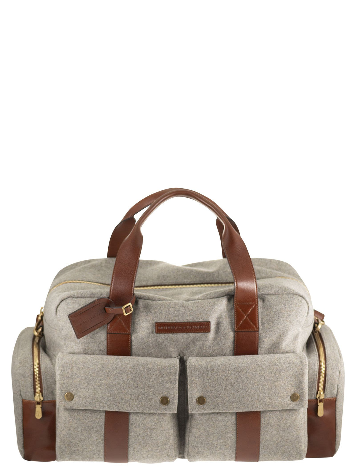Brunello Cucinelli Men Wool And Cashmere-Blend Travel Bag With Leather Details