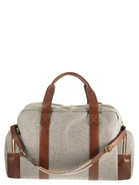 Brunello Cucinelli Men Wool And Cashmere-Blend Travel Bag With Leather Details