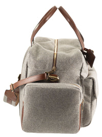 Brunello Cucinelli Men Wool And Cashmere-Blend Travel Bag With Leather Details