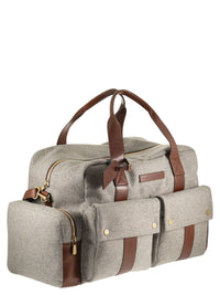 Brunello Cucinelli Men Wool And Cashmere-Blend Travel Bag With Leather Details