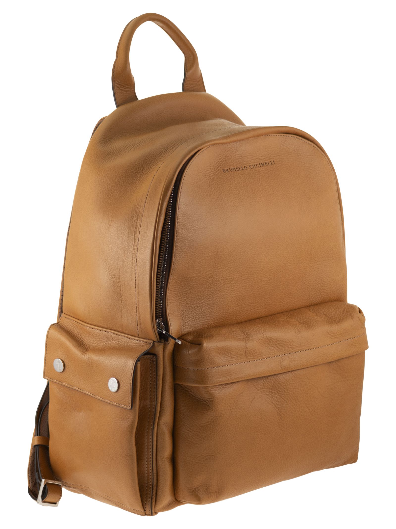 BRUNELLO CUCINELLI Brunello Cucinelli Men Grained Leather Backpack With Patch Pockets