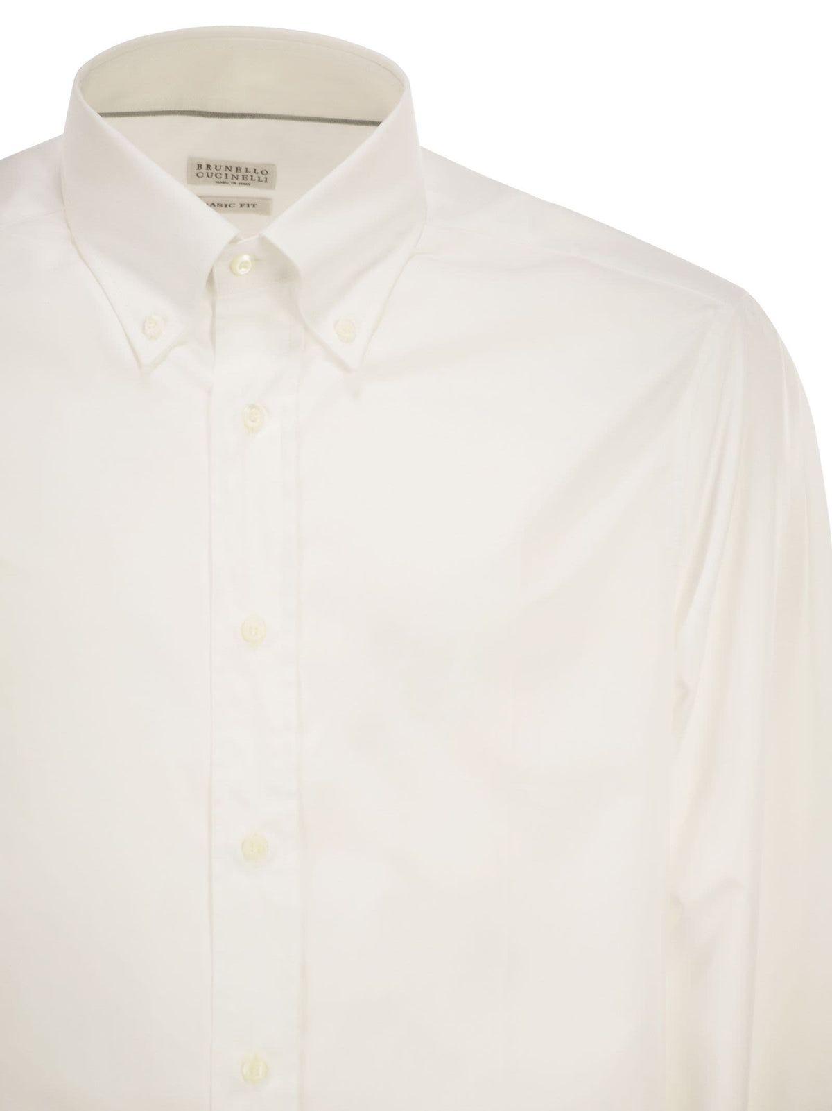 Brunello Cucinelli Men Basic Fit Twill Shirt With Button-Down Collar