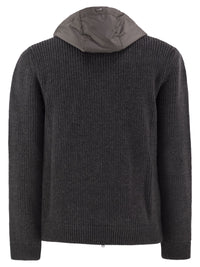 Herno Men Rib-Knit Cardigan With Removable Bib And Hood