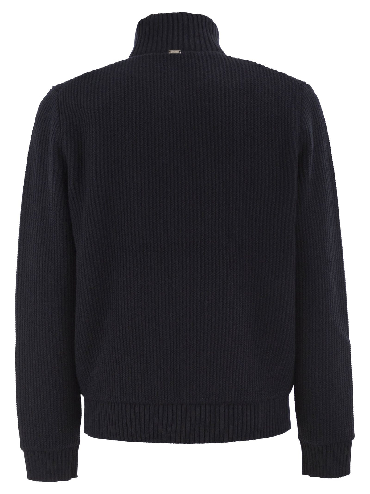 Herno Men Pure Wool Knit Jacket With High Collar And Faux Fur Lining