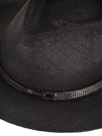 Brunello Cucinelli Women Straw Fedora With Precious Leather Band