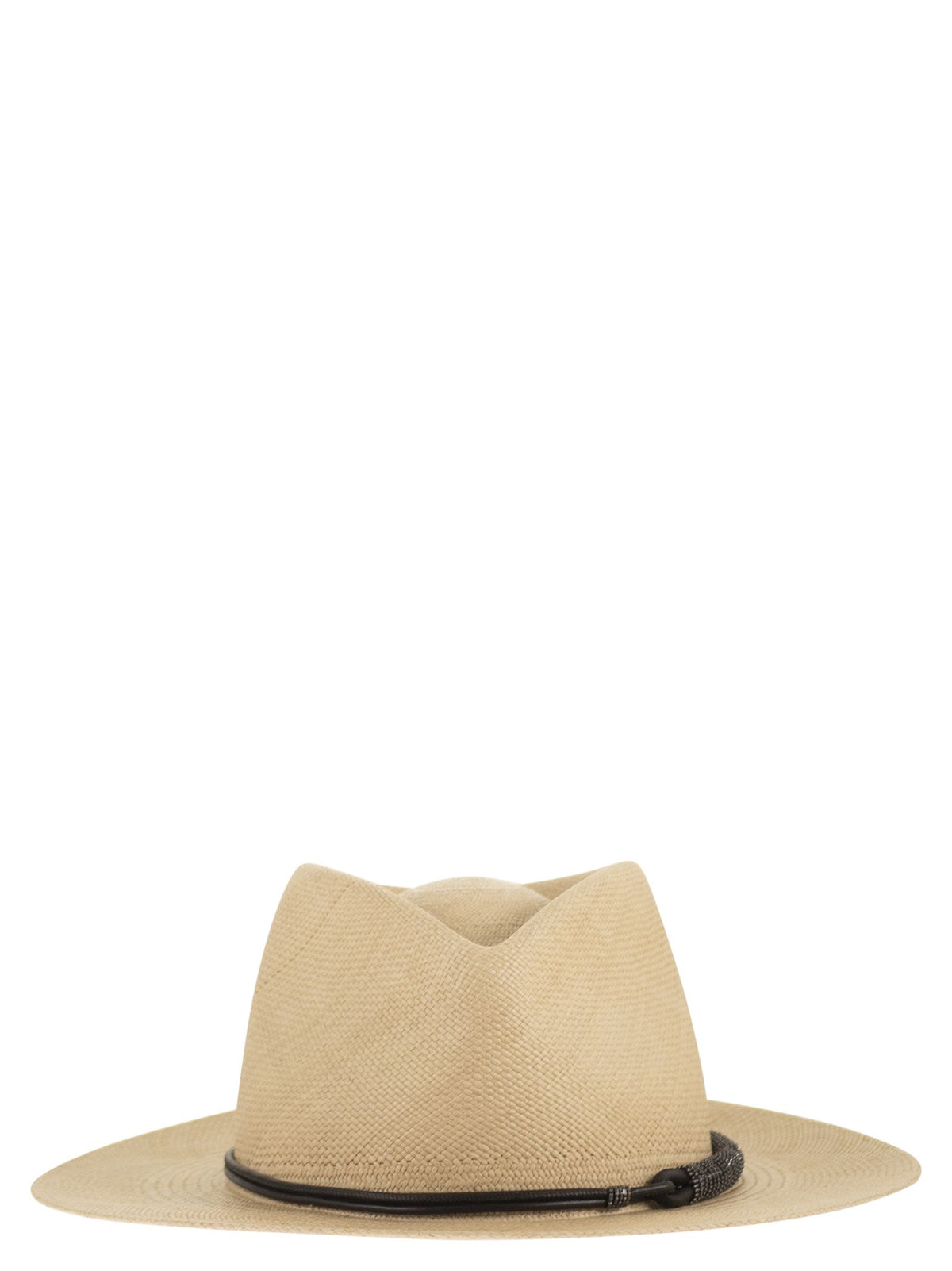 Brunello Cucinelli Women Straw Fedora With Precious Leather Band