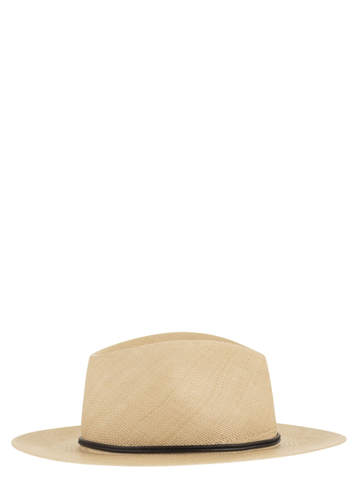 Brunello Cucinelli Women Straw Fedora With Precious Leather Band