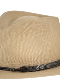 Brunello Cucinelli Women Straw Fedora With Precious Leather Band