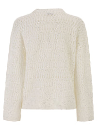 Brunello Cucinelli Women Linen Openwork Crew Neck Jumper With Sequins