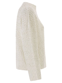 Brunello Cucinelli Women Linen Openwork Crew Neck Jumper With Sequins