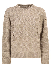 Brunello Cucinelli Women Linen Openwork Crew Neck Jumper With Sequins