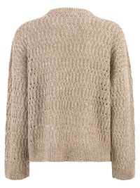 Brunello Cucinelli Women Linen Openwork Crew Neck Jumper With Sequins