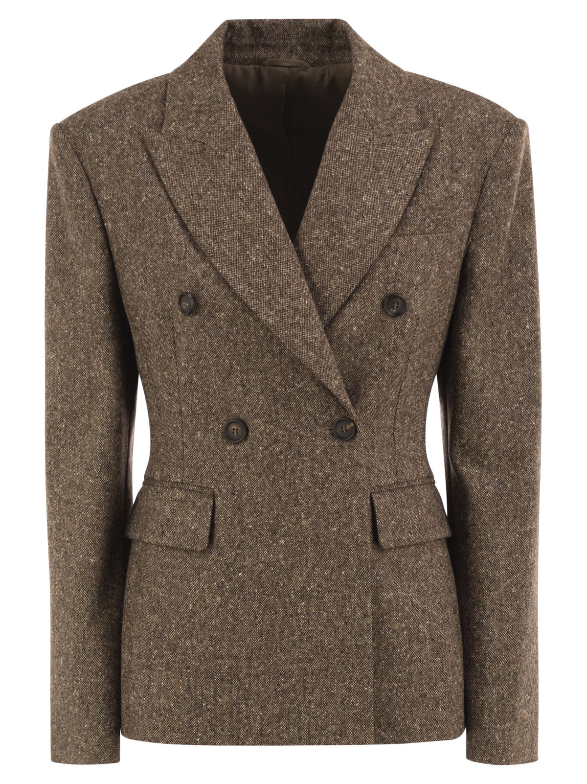 Brunello Cucinelli Women Double-Breasted Tailored Wool Blend Blazer