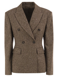 Brunello Cucinelli Women Double-Breasted Tailored Wool Blend Blazer