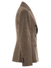 Brunello Cucinelli Women Double-Breasted Tailored Wool Blend Blazer