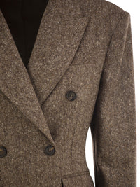 Brunello Cucinelli Women Double-Breasted Tailored Wool Blend Blazer