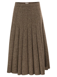 Brunello Cucinelli Women Pleated Wool Midi Skirt
