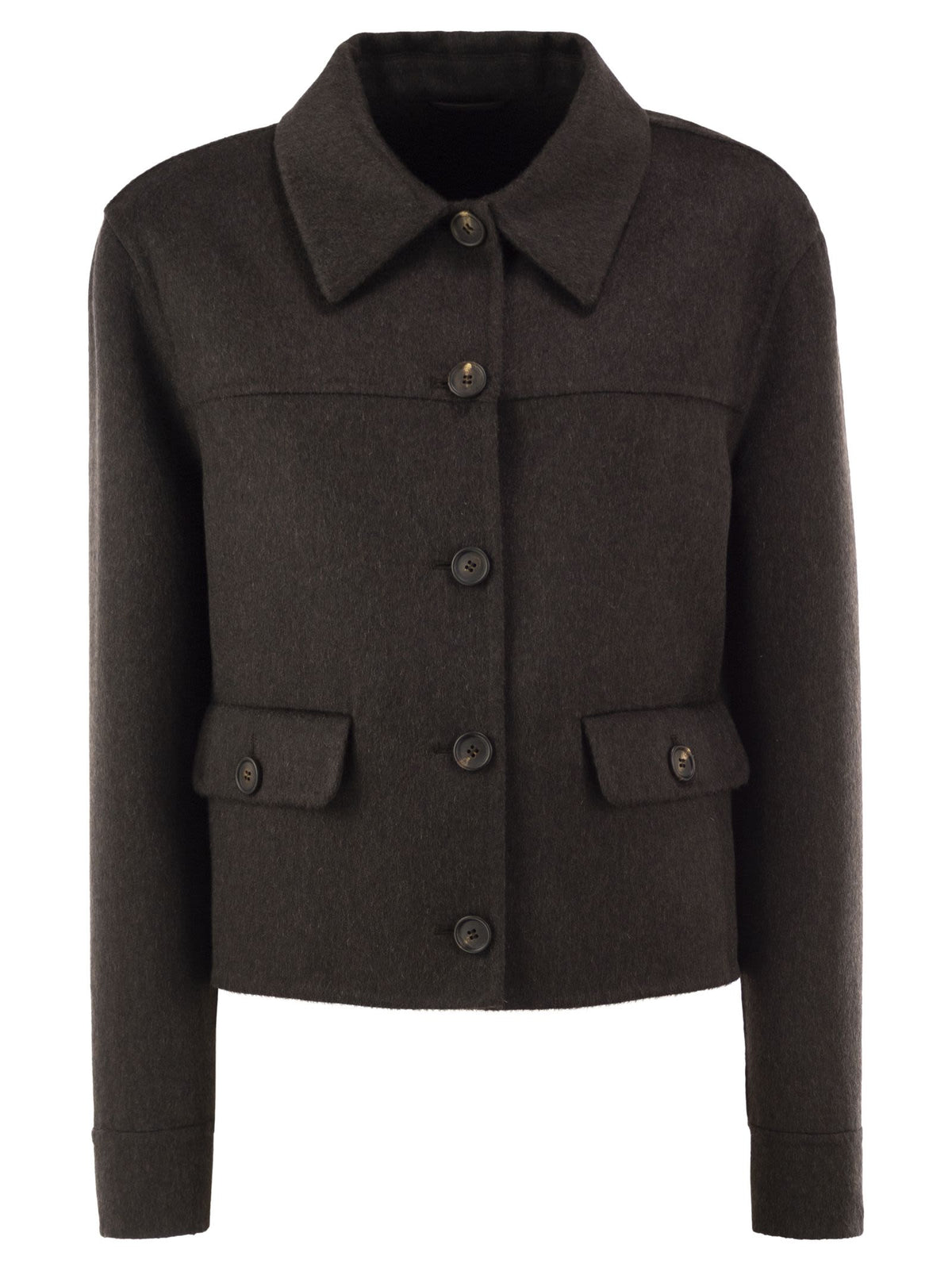 Brunello Cucinelli Women Cropped Cashmere Jacket With Monili Detail At The Back