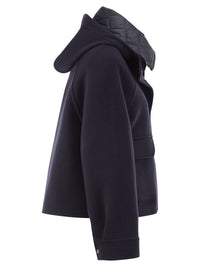 Brunello Cucinelli Women Wool And Cashmere Hooded Jacket With Detachable Quilted Bib