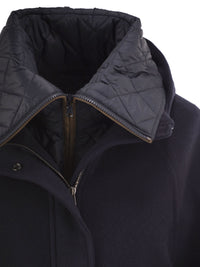Brunello Cucinelli Women Wool And Cashmere Hooded Jacket With Detachable Quilted Bib