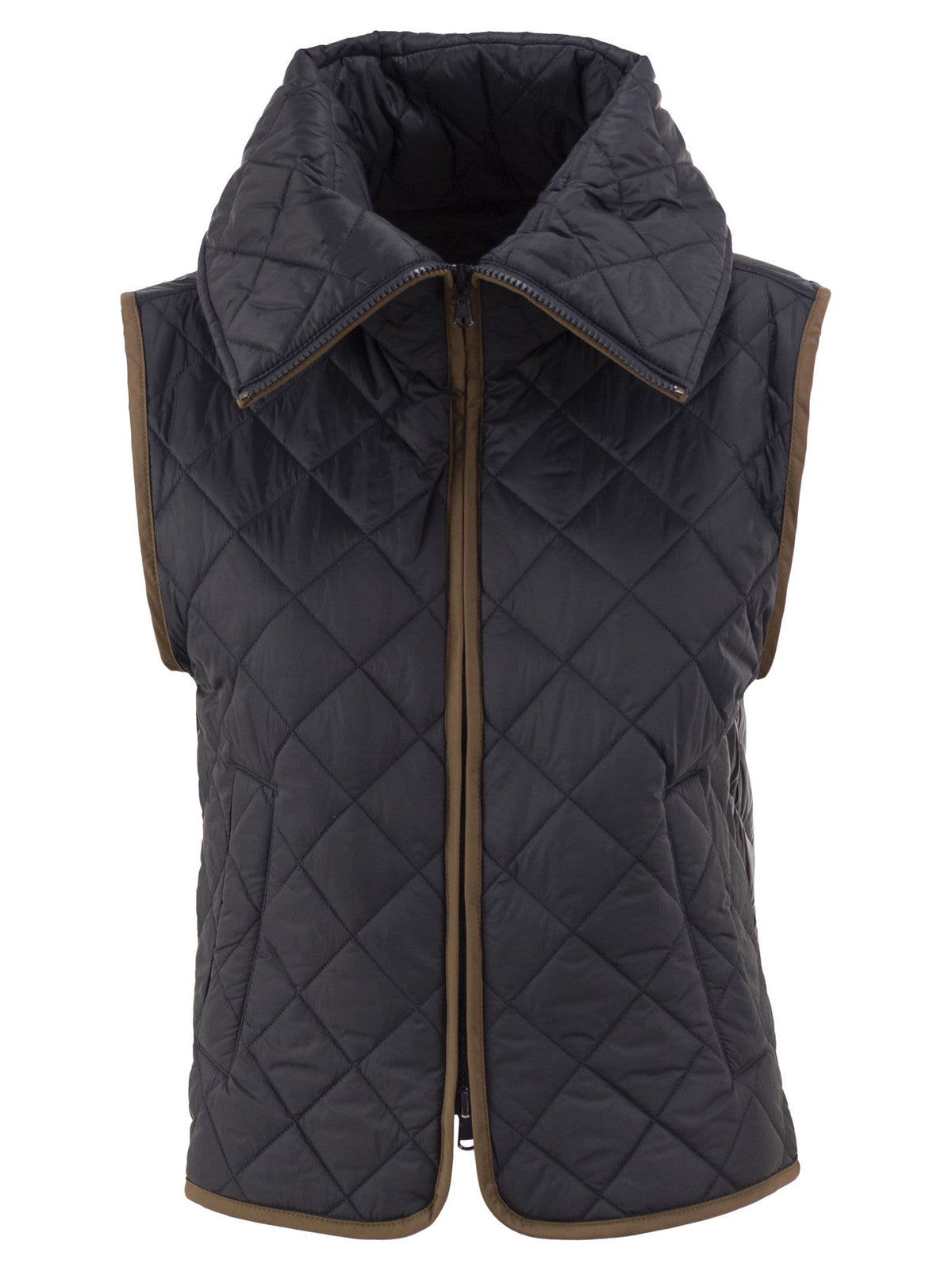 Brunello Cucinelli Women Wool And Cashmere Hooded Jacket With Detachable Quilted Bib
