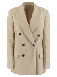 Brunello Cucinelli Women Viscose And Cotton Corduroy Jacket With Necklace
