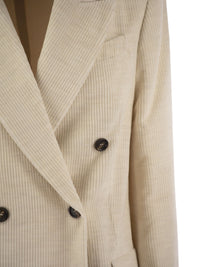 Brunello Cucinelli Women Viscose And Cotton Corduroy Jacket With Necklace